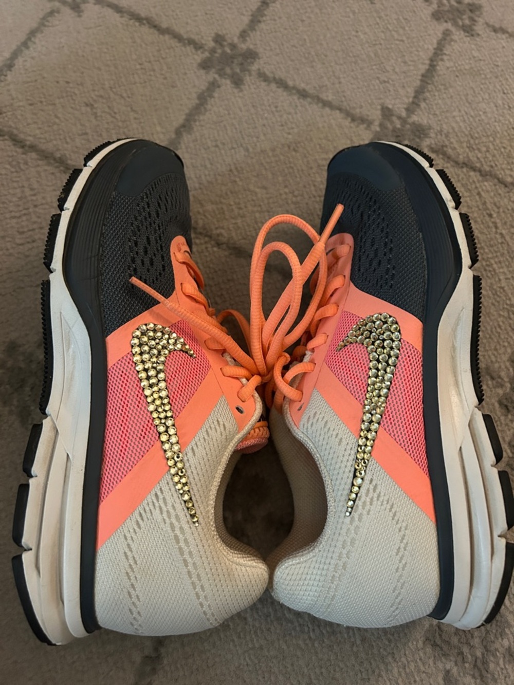 Nike Woman’s Air Pegasus 3 Running Sneakers Featuring Custom Rhinestone Swoosh - Picture 6 of 10